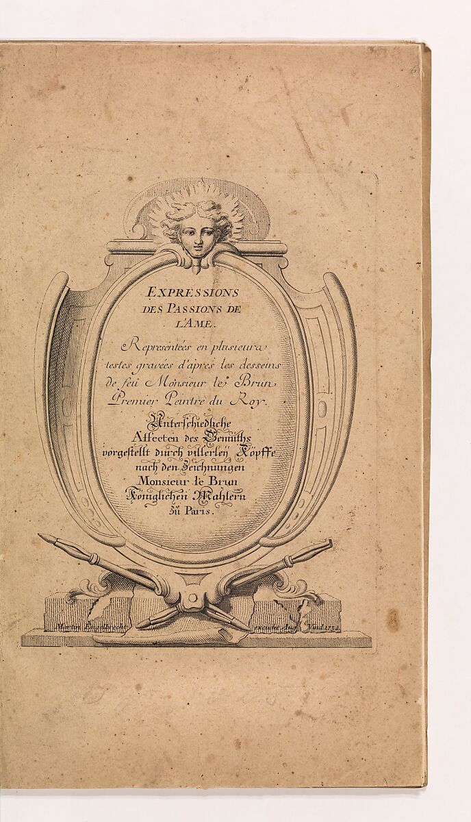 Charles Le Brun의 1732년 책 「Expressions des passions de l'Ame」 표지