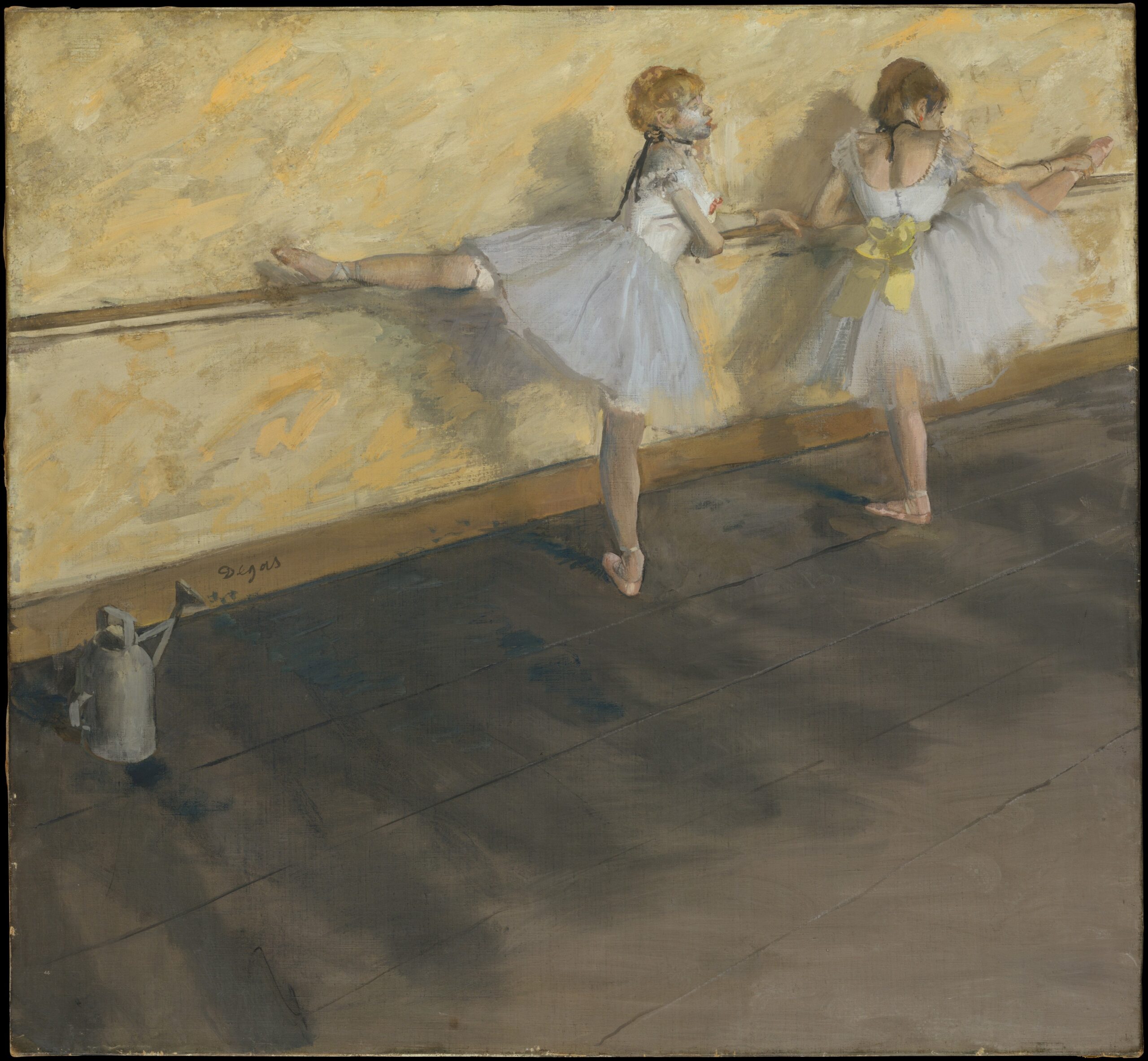 바에서 연습하는 무용수들 — Edgar Degas
