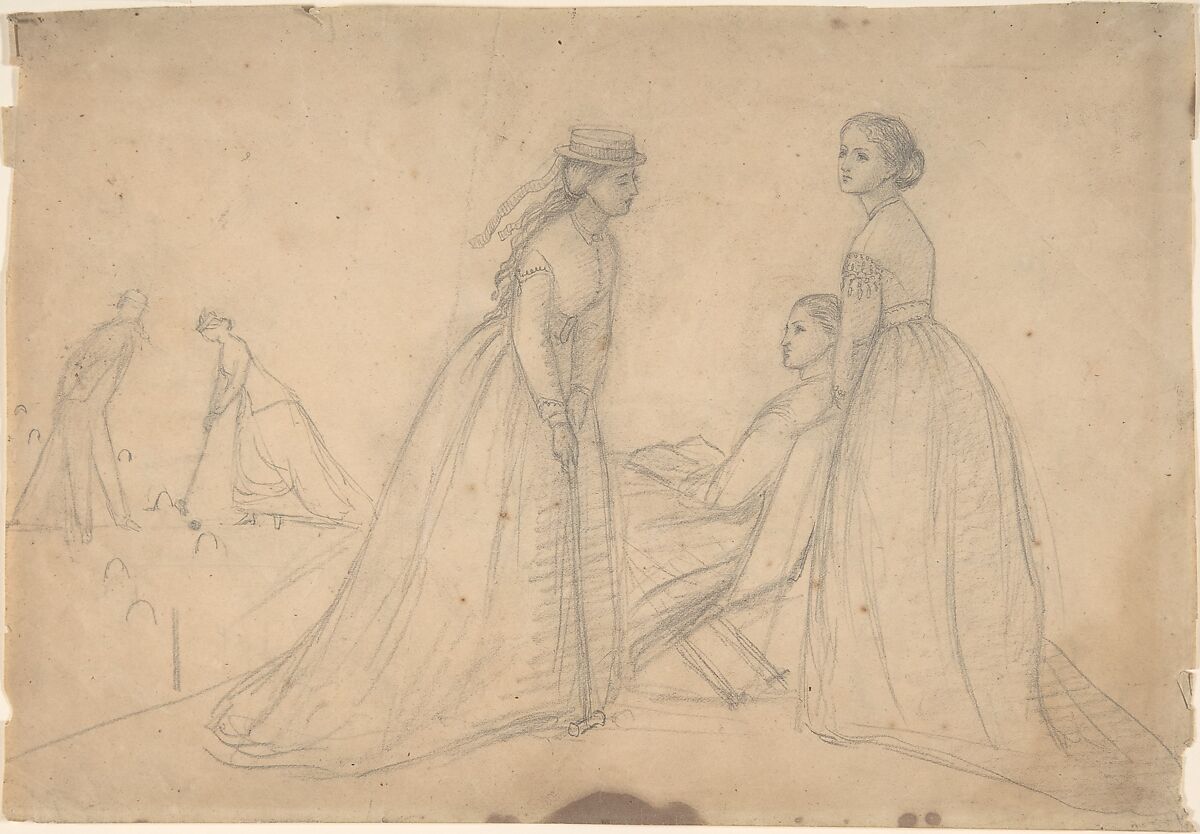 Louisa Starr Canziani의 Three women in conversation beside a croquet field